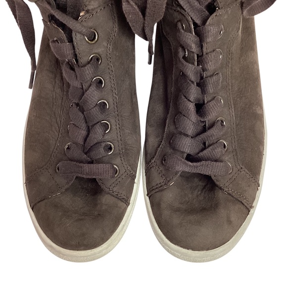 UGG Starlyn Leather Sheepskin High Top Sneakers Dark Brown - Picture 10 of 14